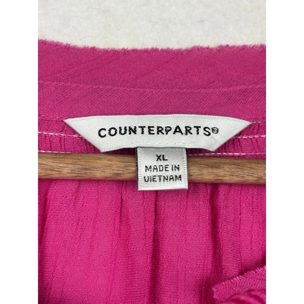 Counterparts Peasant Top Womens XL Crochet Trim Tie Neck Boho Festival